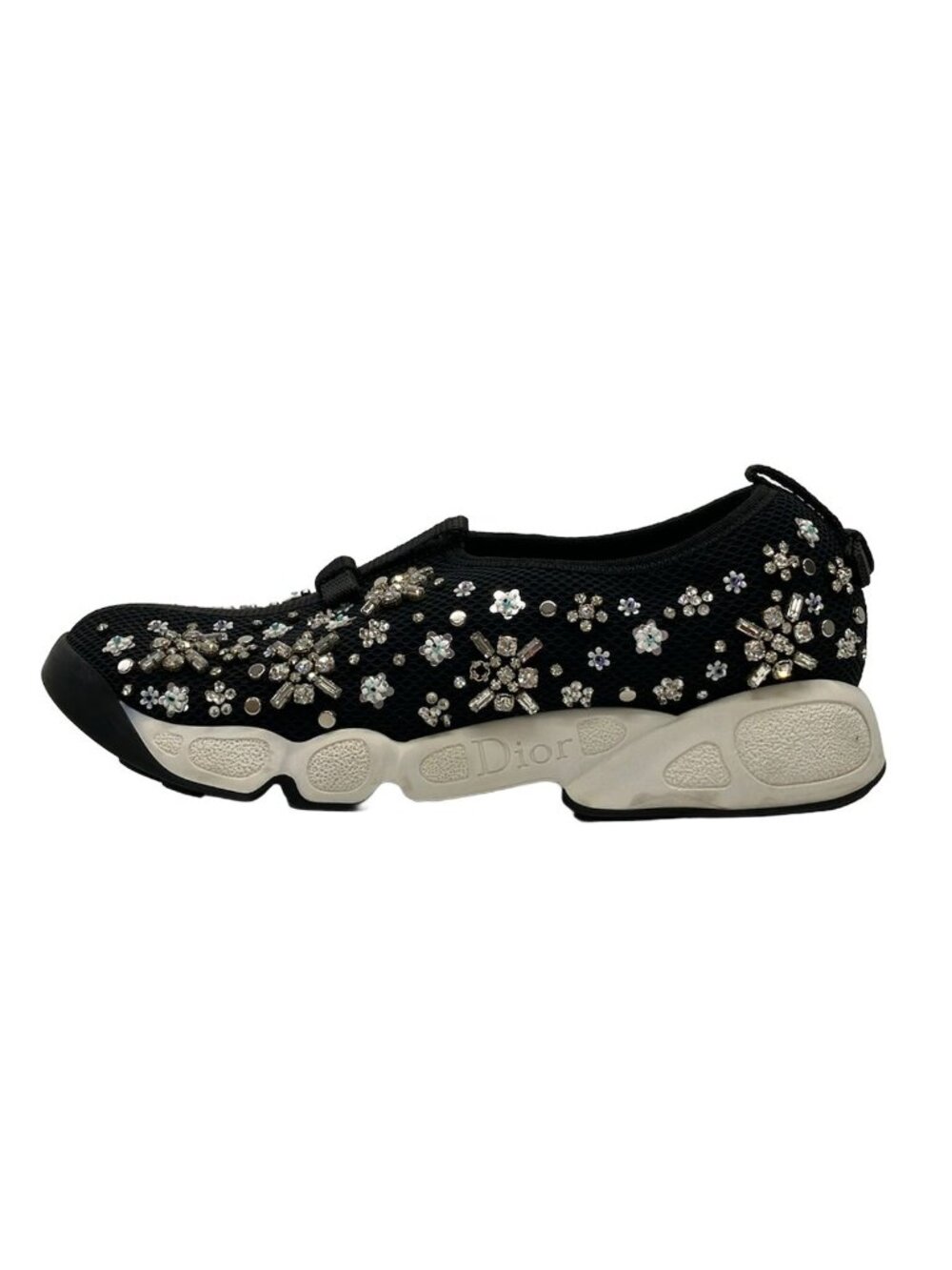Dior Sneakers Black Clear Sequins Rhinestone Beads